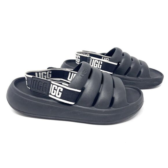 UGG Sport Yeah Black Foam Slide Adjustable Logo Strap Sandals Women’s Size 9 - Picture 1 of 8